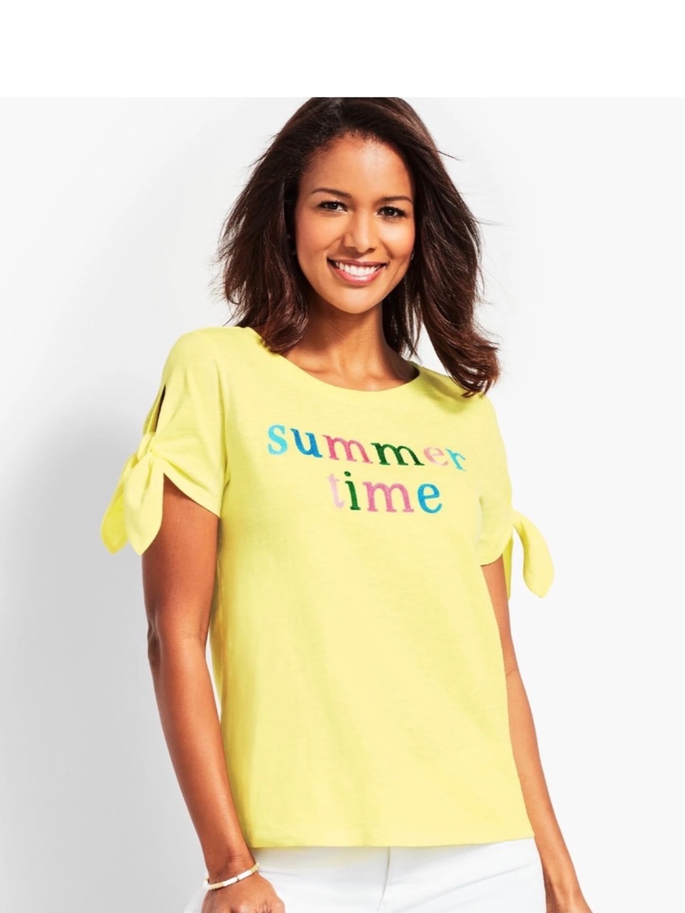 Talbots SUMMERTIME yellow Crewneck TEE- NWT - SIZE MP